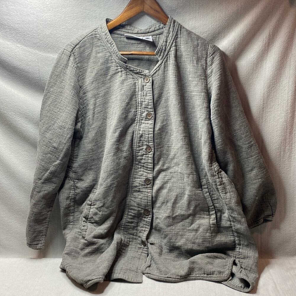 Soft Surroundings Button Front Jacket in gray size extra large